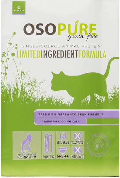 Artemis Osopure Grain-Free Limited Ingredient Salmon & Garbanzo Bean Formula Dry Cat Food, 4-lb bag slide 1 of 4