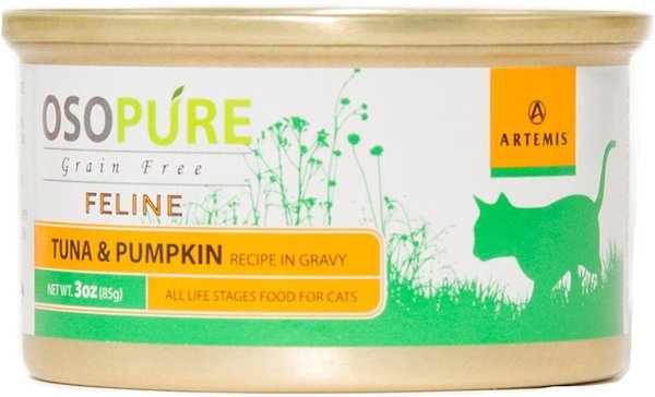 Artemis Osopure Tuna & Pumpkin Recipe in Gravy Grain-Free Canned Cat Food, 3-oz, case of 24 slide 1 of 5