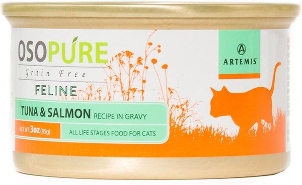 Artemis Osopure Grain-Free Tuna & Salmon Recipe in Gravy Grain-Free Canned Cat Food, 3-oz, case of 24 slide 1 of 5