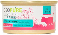 Artemis Osopure Tuna & Shrimp Recipe in Gravy Grain-Free Canned Cat Food, 3-oz can, case of 24