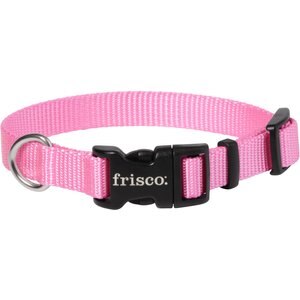 Frisco Solid Nylon Dog Collar, Pink, XS: 8 to 12-in neck, 5/8-in W