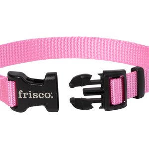 Frisco Solid Nylon Dog Collar, Pink, XS: 8 to 12-in neck, 5/8-in W