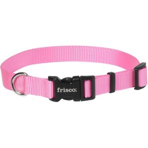 Frisco Solid Nylon Dog Collar, Pink, Medium: 14 to 20-in neck, 3/4-in wide