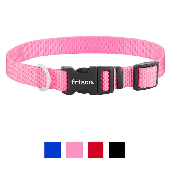 Frisco Solid Nylon Dog Collar, Pink, Medium: 14 to 20-in neck, 3/4-in wide slide 1 of 7