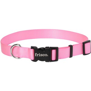Frisco Solid Nylon Dog Collar, Pink, Large: 18 to 26-in neck, 1-in wide