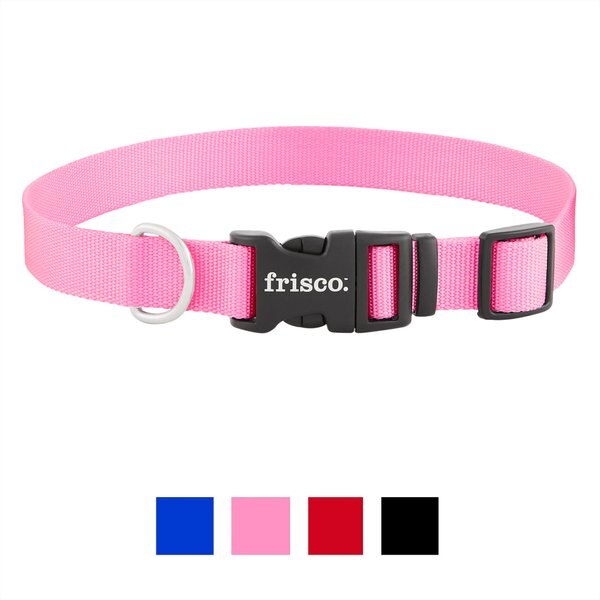 Frisco Solid Nylon Dog Collar, Pink, Large: 18 to 26-in neck, 1-in wide slide 1 of 7