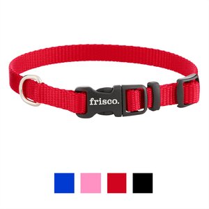 Frisco Solid Nylon Dog Collar, Red, X-Small: 8 to 12-in neck, 3/8-in wide