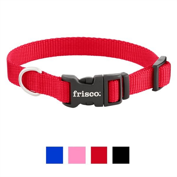 Frisco Solid Nylon Dog Collar, Red, Small: 10 to 14-in neck, 5/8-in wide slide 1 of 7