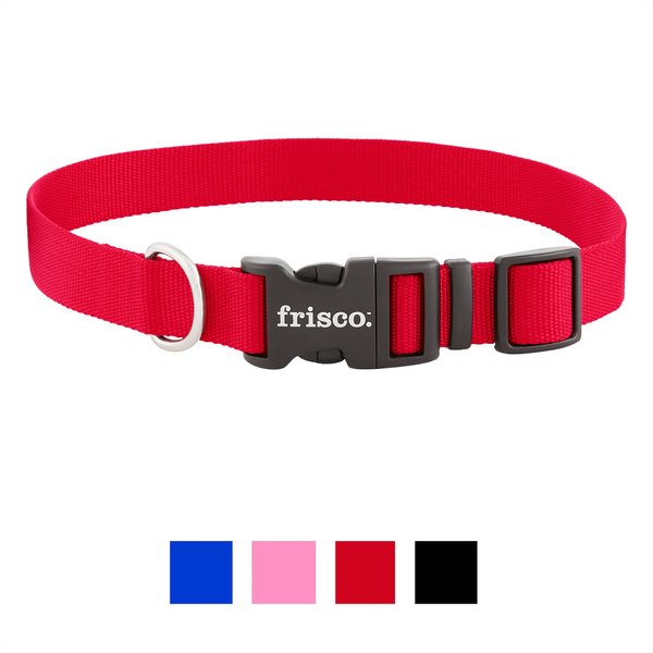 Frisco Solid Nylon Dog Collar, Red, Large: 18 to 26-in neck, 1-in wide slide 1 of 7
