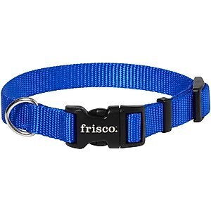 Frisco Solid Nylon Dog Collar, Blue, Small: 10 to 14-in neck, 5/8-in wide