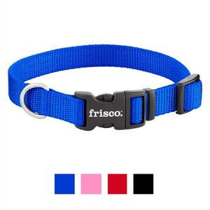 Frisco Solid Nylon Dog Collar, Blue, Small: 10 to 14-in neck, 5/8-in wide