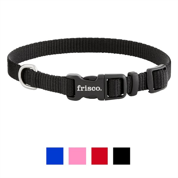 Frisco Solid Nylon Dog Collar, Black, X-Small: 8 to 12-in neck, 3/8-in wide slide 1 of 7