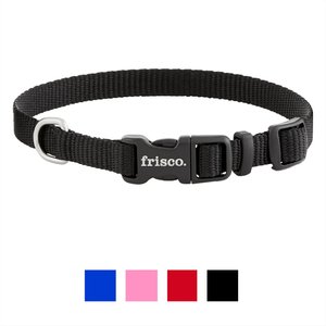 Frisco Solid Nylon Dog Collar, Black, XS: 8 to 12-in neck, 5/8-in W
