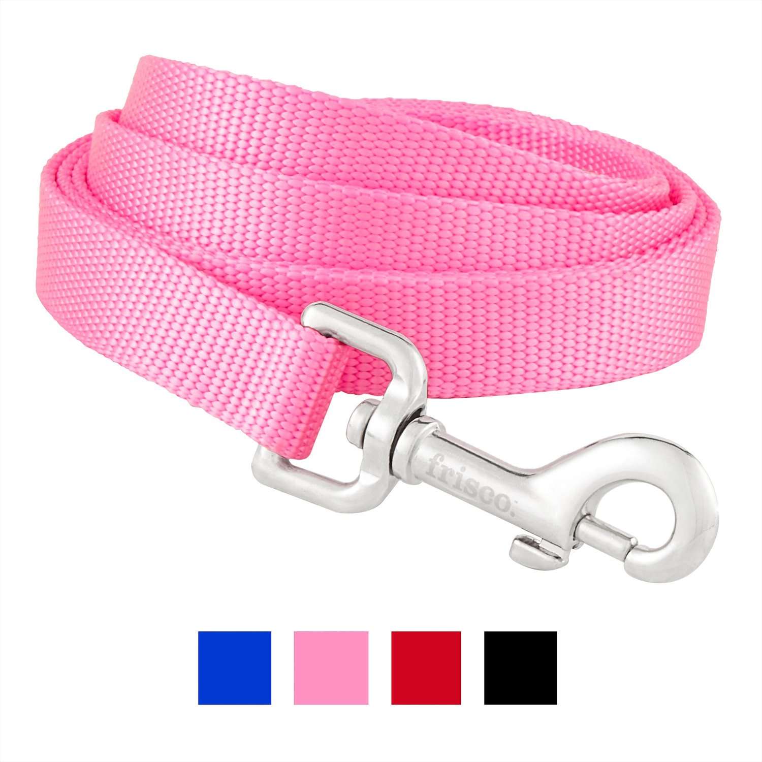 FRISCO Solid Nylon Dog Leash, Pink, Medium 6ft long, 3/4in wide