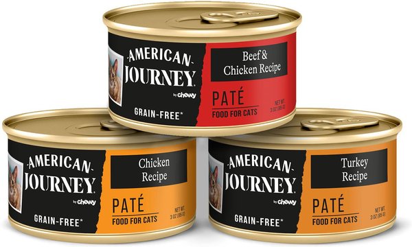 American Journey Pate Poultry & Beef Variety Pack Grain-Free Canned Cat Food, 3-oz, case of 24 slide 1 of 9