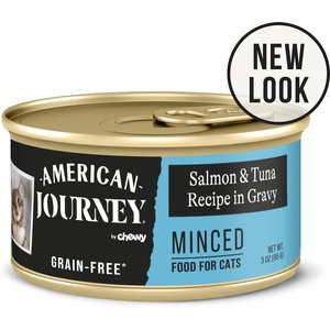 American Journey Minced Salmon & Tuna Recipe in Gravy Grain-Free Canned Cat Food, 3-oz, case of 24