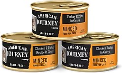 American Journey Minced Poultry in Gravy Variety Pack Grain-Free Canned Cat Food, 3-oz, case of 24