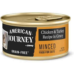 American Journey Minced Chicken & Turkey Recipe in Gravy Grain-Free Canned Cat Food, 3-oz, case of 24