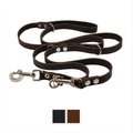 Dogs My Love 6 Way European Multifunctional Leather Dog Leash, Brown, 8-ft long, 3/4-in wide