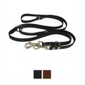 Dogs My Love 6 Way European Multifunctional Leather Dog Leash, Black, 8-ft long, 3/4-in wide