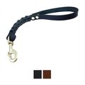 Dogs My Love Braided Leather Short Dog Leash, Black, 1-ft long, 1-in wide
