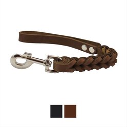 Dogs My Love Braided Leather Short Dog Leash, Brown, 1-ft long, 1-in wide slide 1 of 4