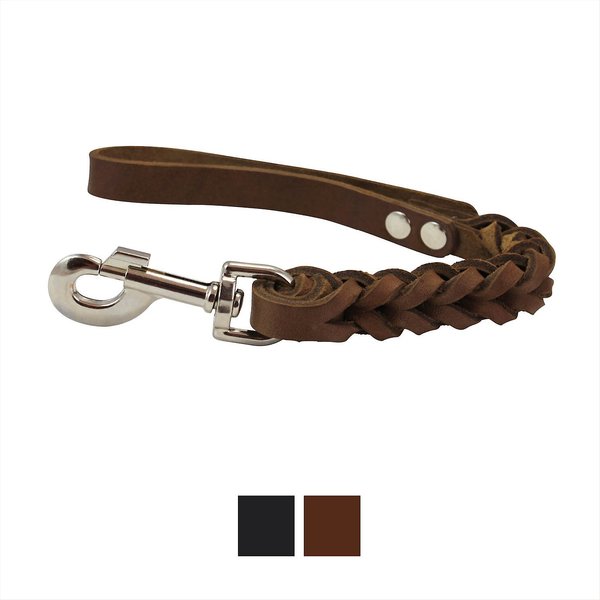 Dogs My Love Braided Leather Short Dog Leash, Brown, 1-ft long, 1-in wide slide 1 of 5
