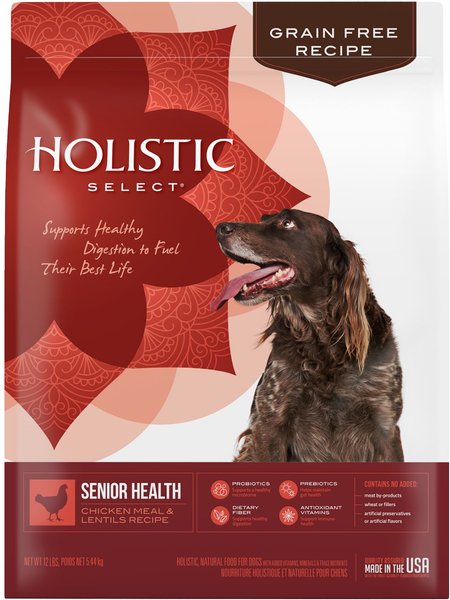 Holistic Select Senior Health Chicken Meal & Lentils Recipe Dry Dog Food, 12-lb bag slide 1 of 10