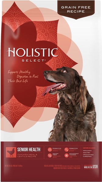 Holistic Select Senior Health Chicken Meal & Lentils Recipe Dry Dog Food, 24-lb bag slide 1 of 10