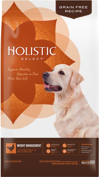Holistic Select Weight Management Chicken Meal & Peas Recipe Dry Dog Food, 24-lb bag slide 1 of 11