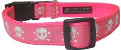 Sassy Dog Wear Reflective Skull Dog Collar, Pink, Small slide 2 of 2