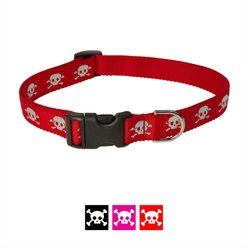 Sassy Dog Wear Reflective Skull Dog Collar, Red, Large  slide 1 of 2
