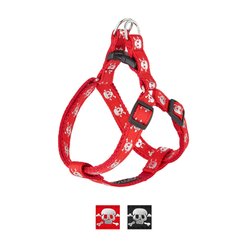 Sassy Dog Wear Reflective Skull Dog Harness, Red, Small 
