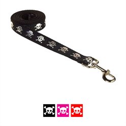 Sassy Dog Wear Reflective Skull Dog Leash, Black, Small 
