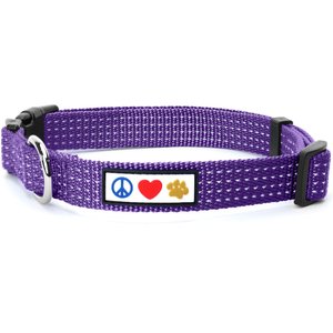 Pawtitas Nylon Reflective Dog Collar, Purple, Large: 16 to 26-in neck, 1-in wide