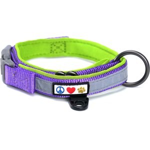 Pawtitas Soft Adjustable Reflective Padded Dog Collar, Purple, X-Small: 9 to 11-in neck, 5/8-in wide