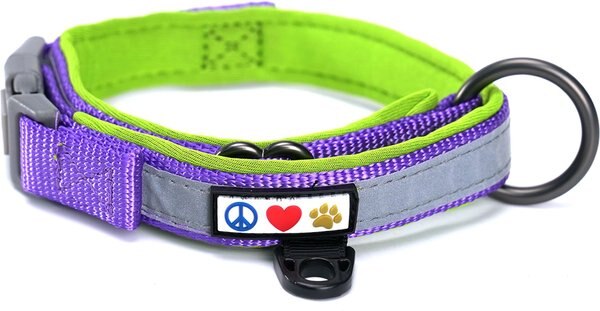 Pawtitas Soft Adjustable Reflective Padded Dog Collar, Purple, Small: 11 to 15-in neck, 5/8-in wide slide 1 of 7