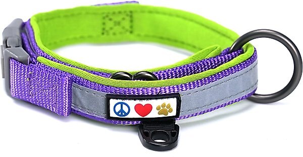 Pawtitas Soft Adjustable Reflective Padded Dog Collar, Purple, Large/X-Large: 19 to 25-in neck, 1-in wide slide 1 of 11