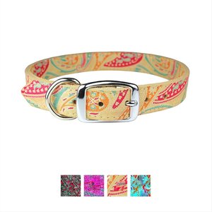 OmniPet Paisley Leather Dog Collar, Sand, 12-in