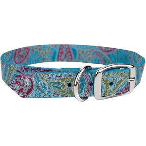 OmniPet Paisley Leather Dog Collar, Turquoise, 12-in