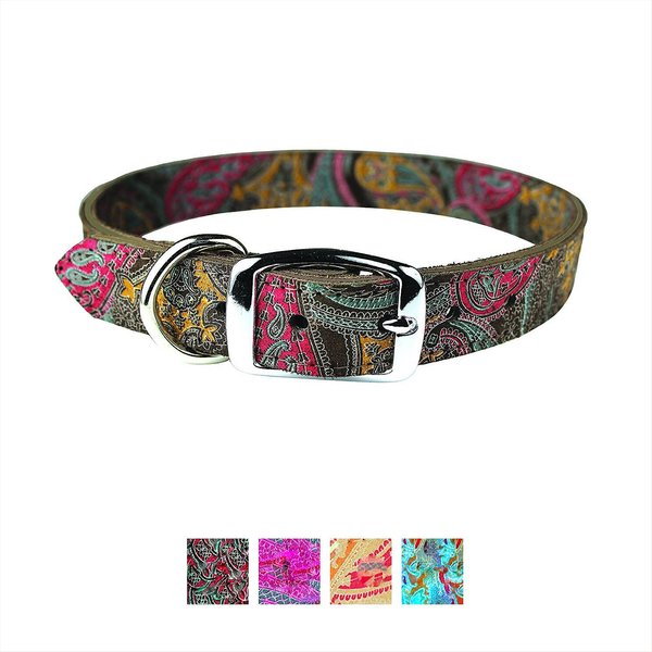 OmniPet Paisley Leather Dog Collar, Chocolate, 14-in slide 1 of 2
