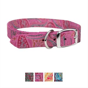 OmniPet Paisley Leather Dog Collar, Pink, 14-in