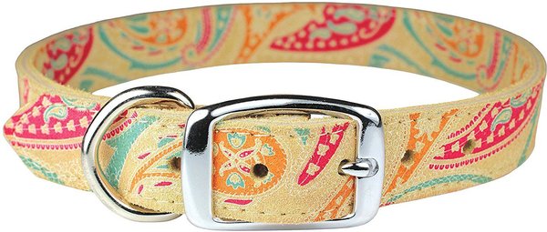 OmniPet Paisley Leather Dog Collar, Sand, 14-in slide 1 of 2