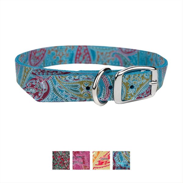 OmniPet Paisley Leather Dog Collar, Turquoise, 14-in slide 1 of 2