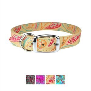 OmniPet Paisley Leather Dog Collar, Sand, 16-in