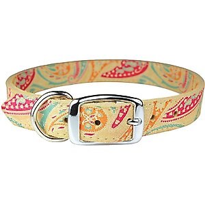 OmniPet Paisley Leather Dog Collar, Sand, 20-in