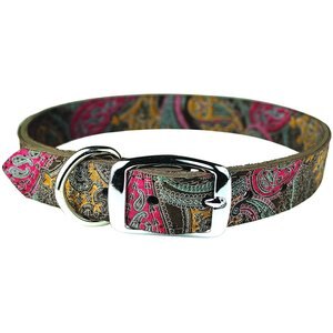 OmniPet Paisley Leather Dog Collar, Chocolate, 26-in