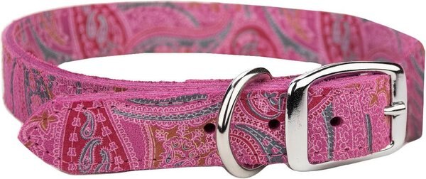 OmniPet Paisley Leather Dog Collar, Pink, 26-in slide 1 of 2