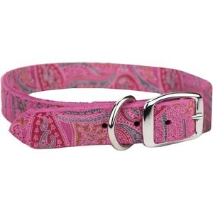 OmniPet Paisley Leather Dog Collar, Pink, 26-in