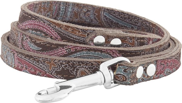 OmniPet Paisley Leather Dog Leash, Chocolate, 4-ft, 1/2-in slide 1 of 6